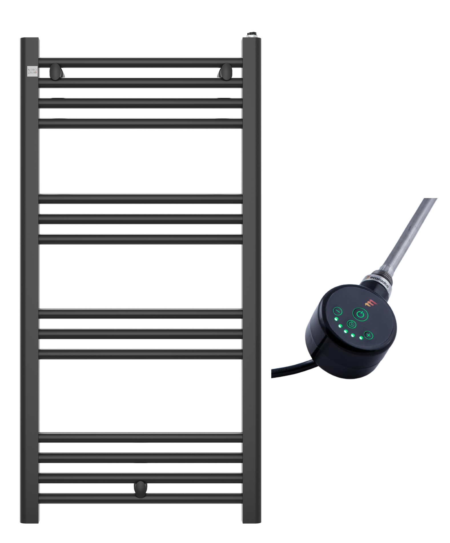 Grzejnik łazienkowy 100x50 cm czarny Peutro z grzałką elektryczną Up&Down