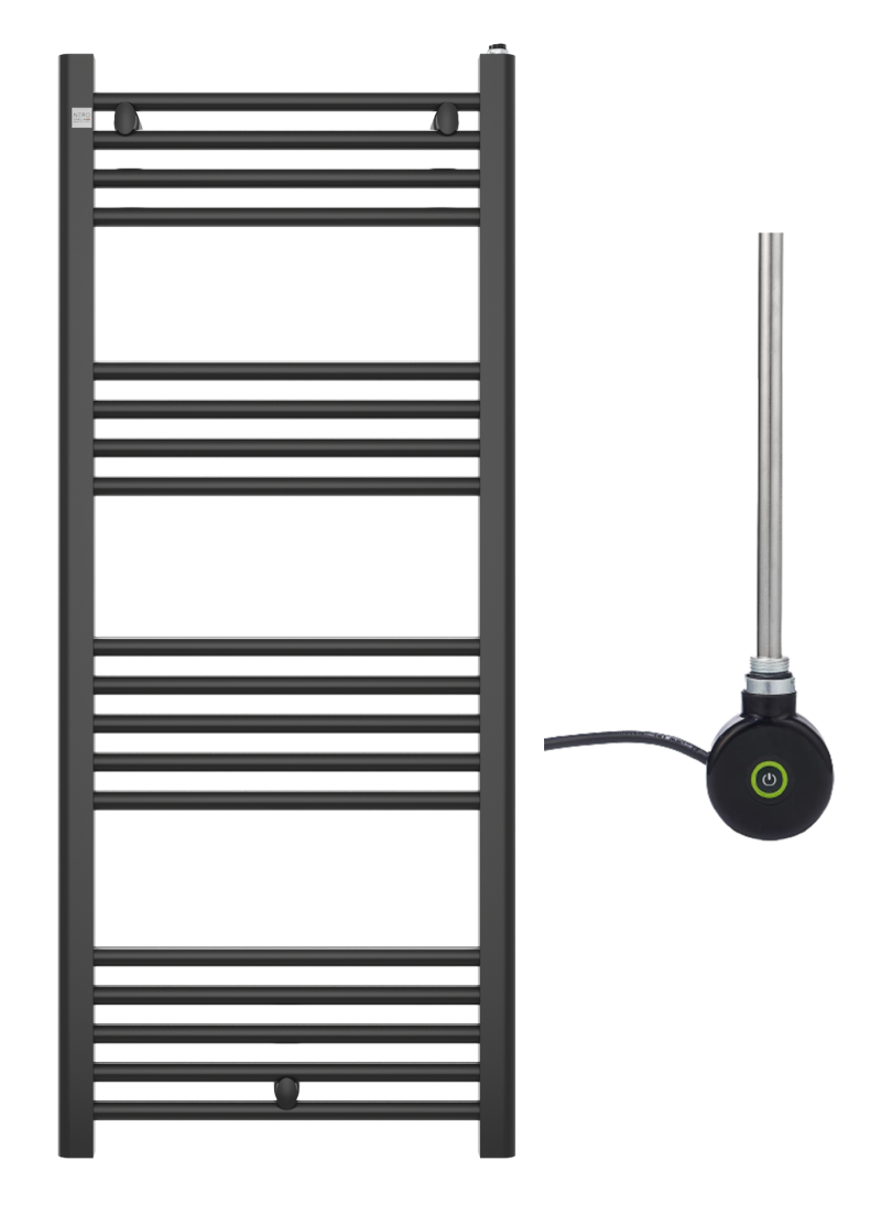 GRZEJNIK ŁAZIENKOWY 120/50 cm CZARNY PEUTRO + GRZAŁKA ELEKTRYCZNA ONE TOUCH