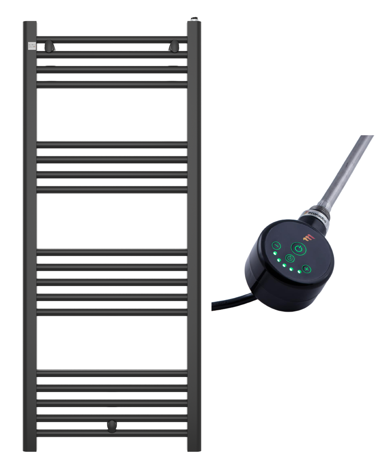 Grzejnik łazienkowy 120x50 cm czarny Peutro z grzałką elektryczną UP&DOWN