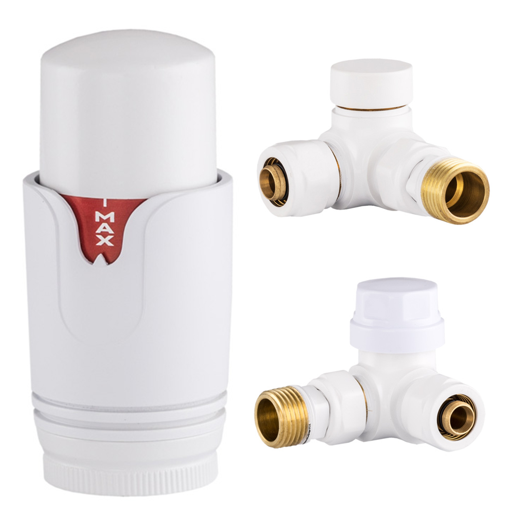 Zawór termostatyczny 3-osiowy zasilający i odcinający 1/2" biały