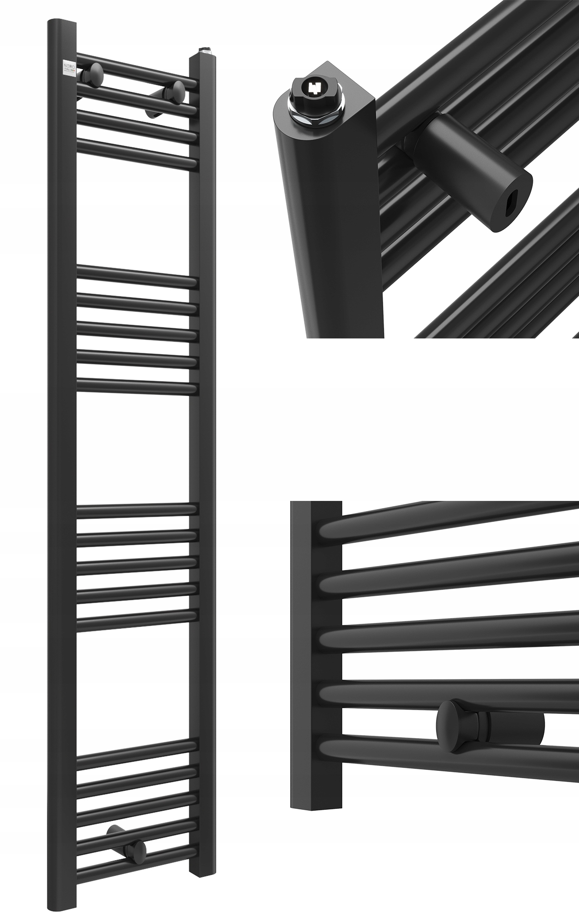Grzejnik łazienkowy drabinkowy czarny 30x130 cm Puerto wąski