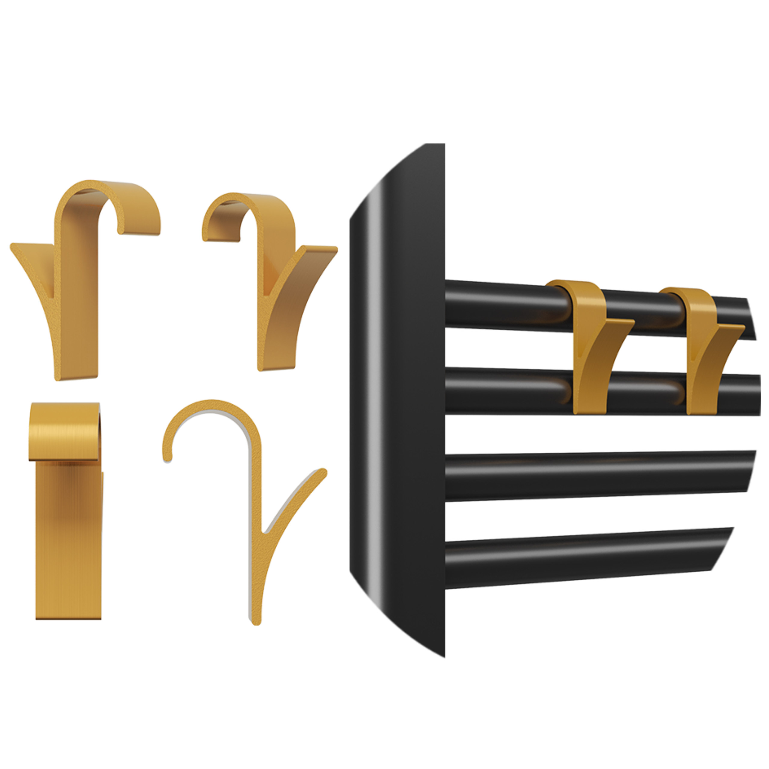 Bezinwazyjny złoty haczyk na ręcznik do grzejnika łazienkowego