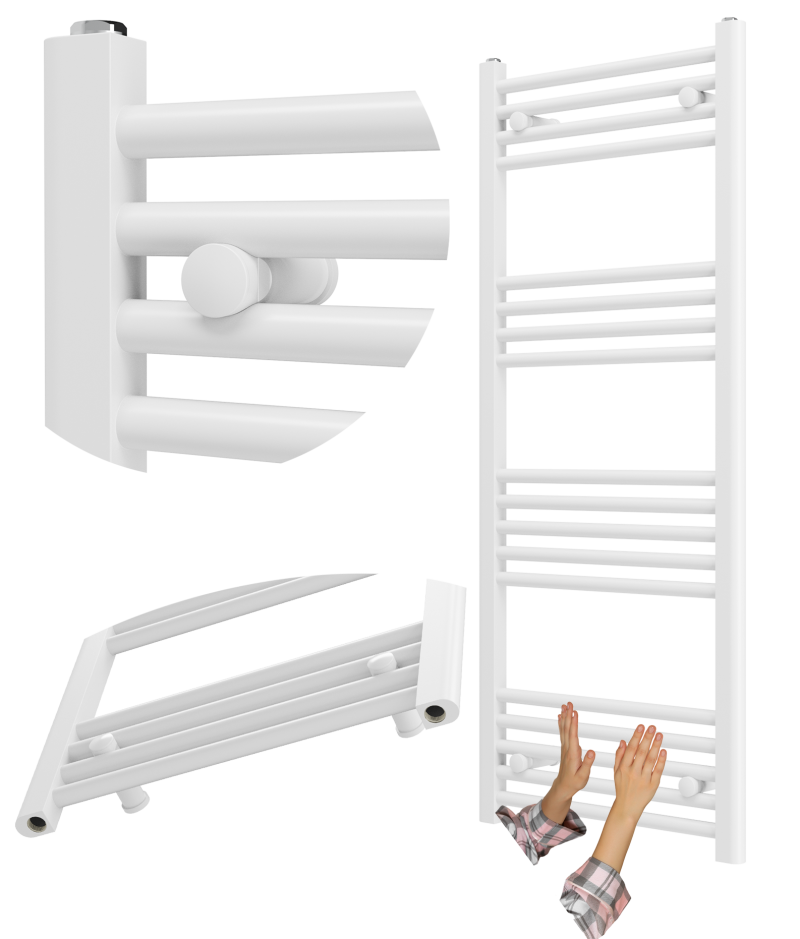 GRZEJNIK ŁAZIENKOWY BIAŁY DRABINKOWY 50x120 cm KALORYFER MONTAŻ 180° BRENO