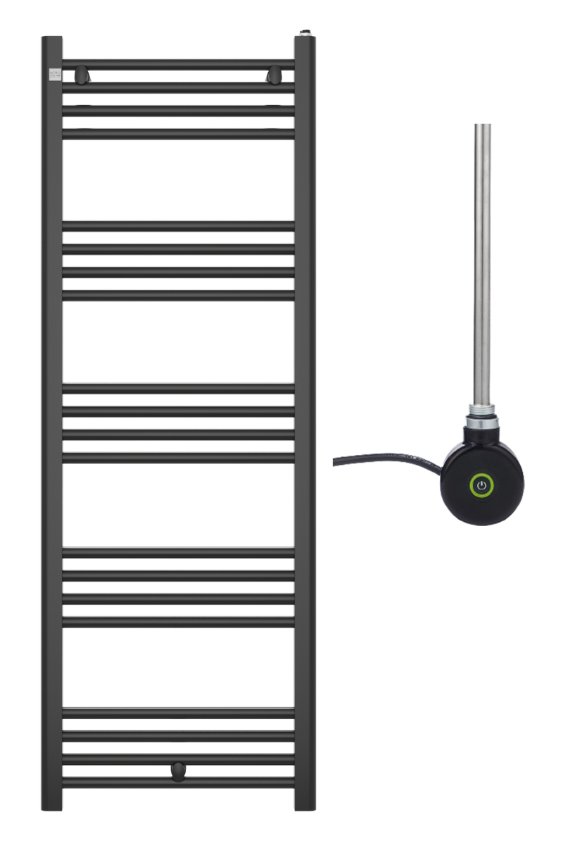 GRZEJNIK ŁAZIENKOWY 140/50 cm CZARNY PEUTRO + GRZAŁKA ELEKTRYCZNA ONE TOUCH