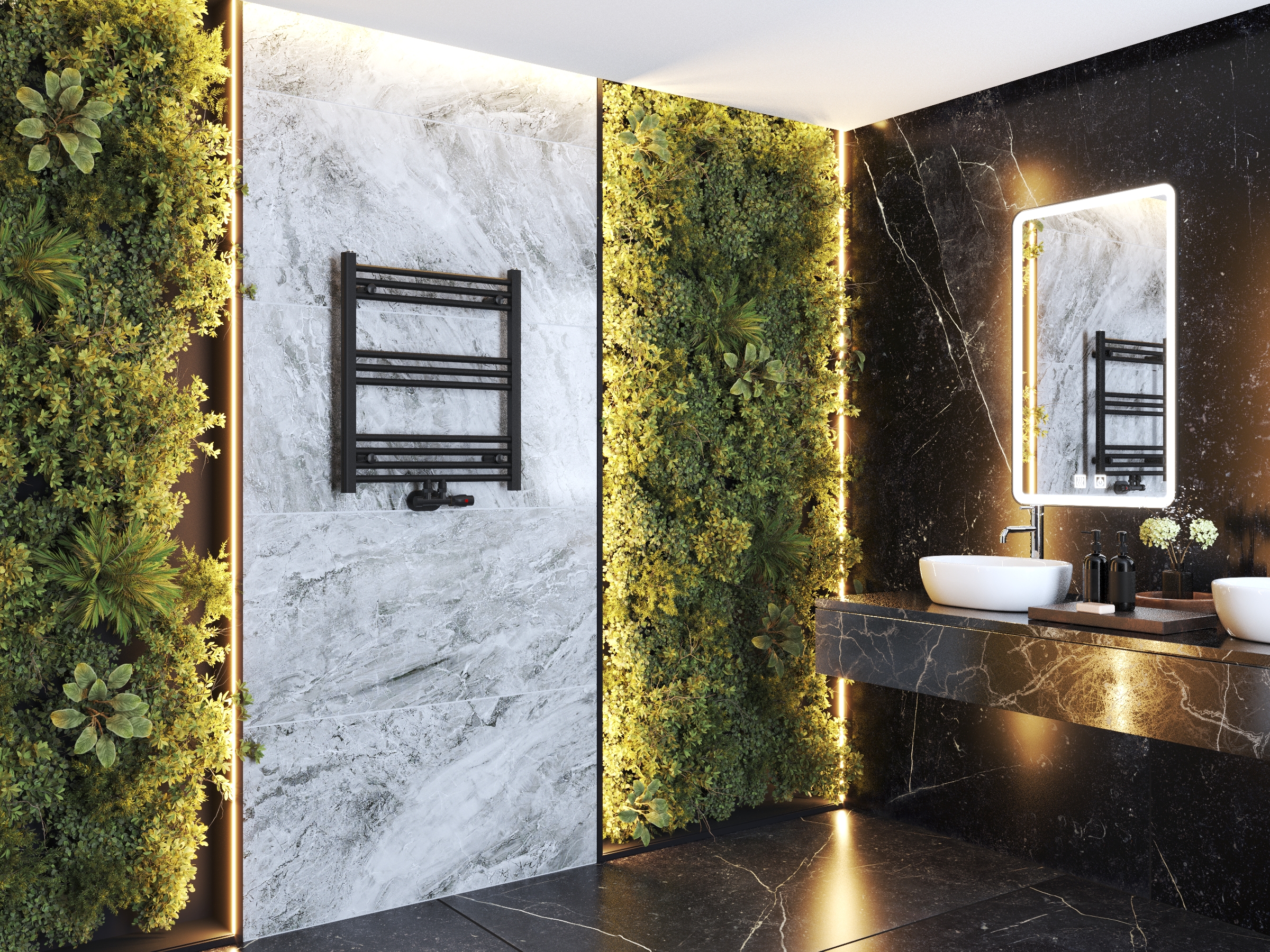 Grzejnik łazienkowy drabinkowy czarny 70x60 cm RAVEN